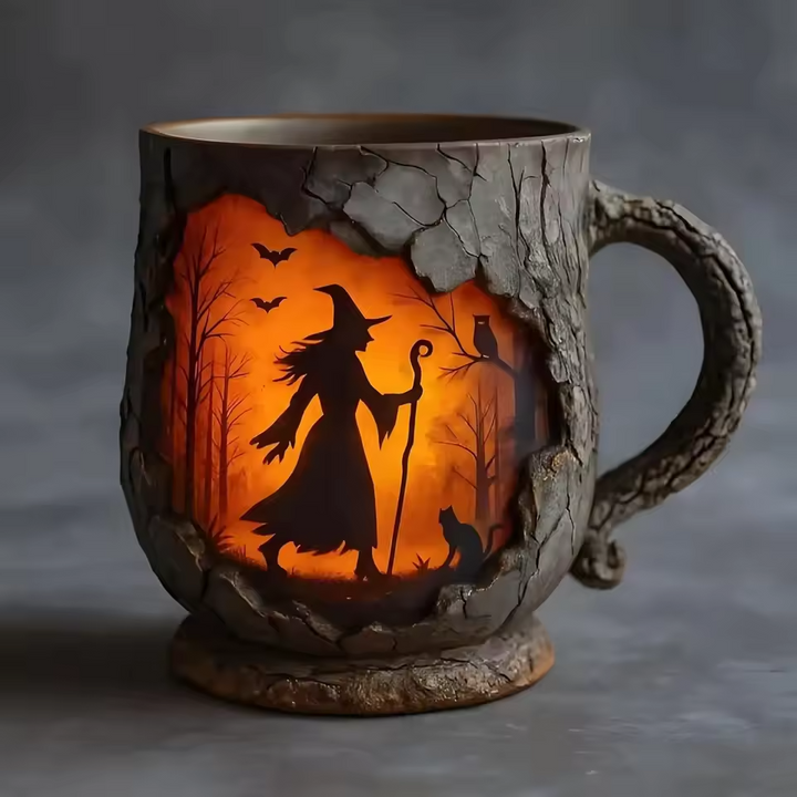 3D Halloween Handgemachte Tasse – mit Hexen- und Katzen-Design – Bild 6