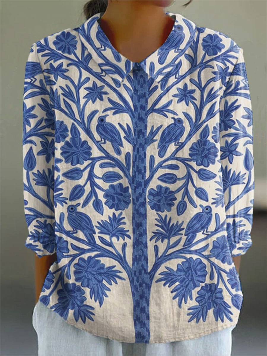 Claudine – Bluse mit Pinselprint – Bild 1