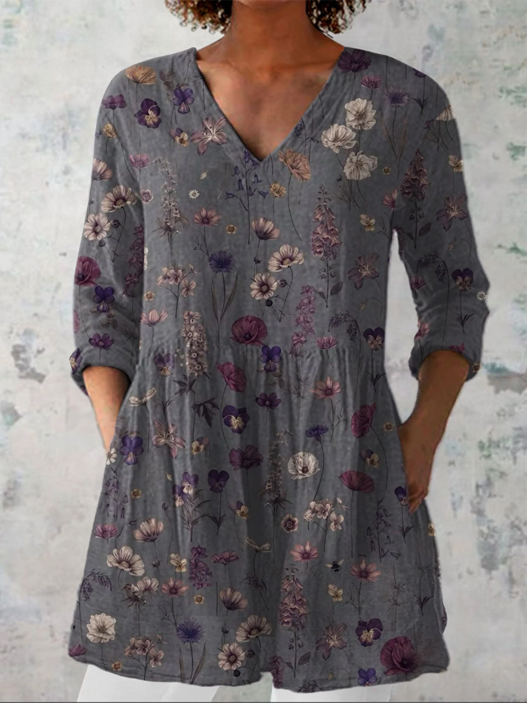 Annedore – Lange Bluse in Grau – Bild 1