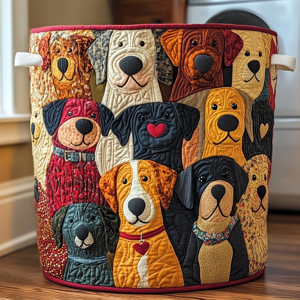 Bunte Hunde | Handgemachter Wäschekorb – Bild 1