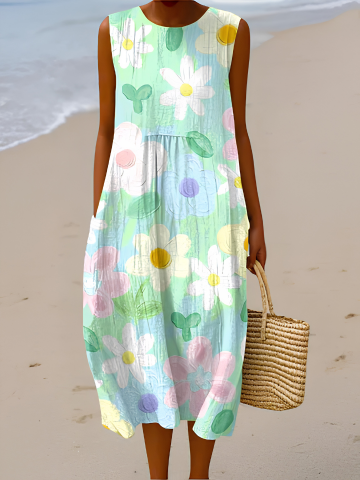 Christiane – Ärmelloses Blüten-Midikleid – Bild 1