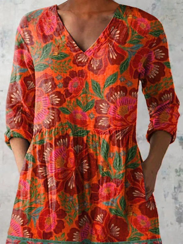 Cordula – Lange Bluse Rot-Orange – Bild 2