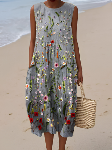 Dagmar – Ärmelloses Midikleid mit Wildblumen – Bild 1