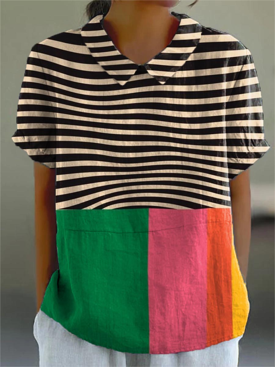 Beate – Gestreifte Colour-Block-Bluse – Bild 1