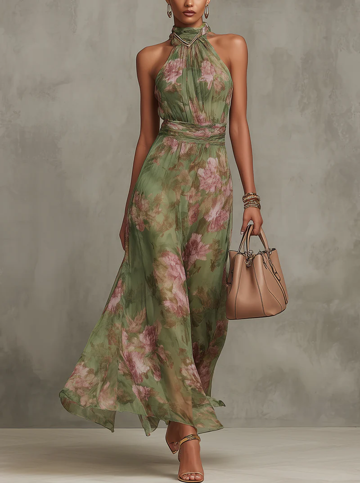 Emma – Grünes Maxikleid mit Blumenmuster – Bild 1