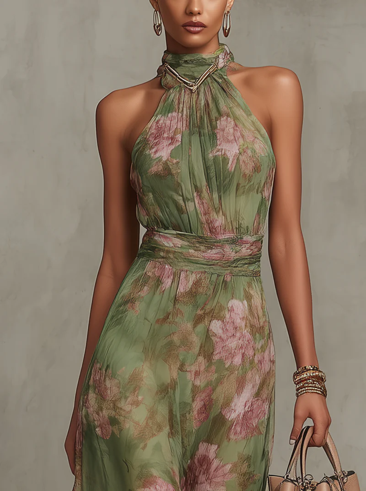 Emma – Grünes Maxikleid mit Blumenmuster – Bild 3