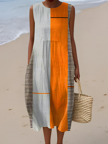 Friederike – Midikleid im Colour-Block-Stil – Bild 1