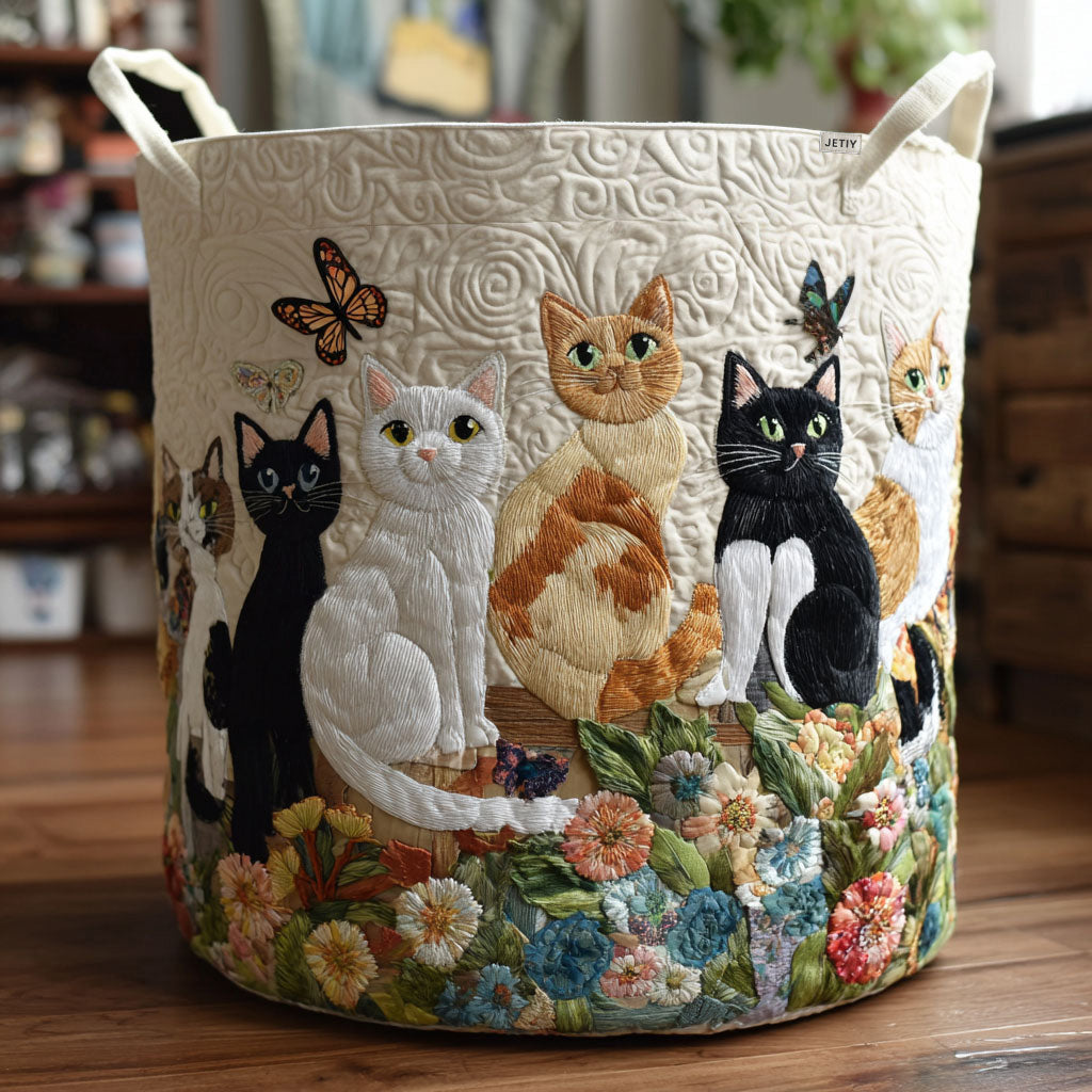 Gartenkatzen | Handgemachter Wäschekorb – Bild 1