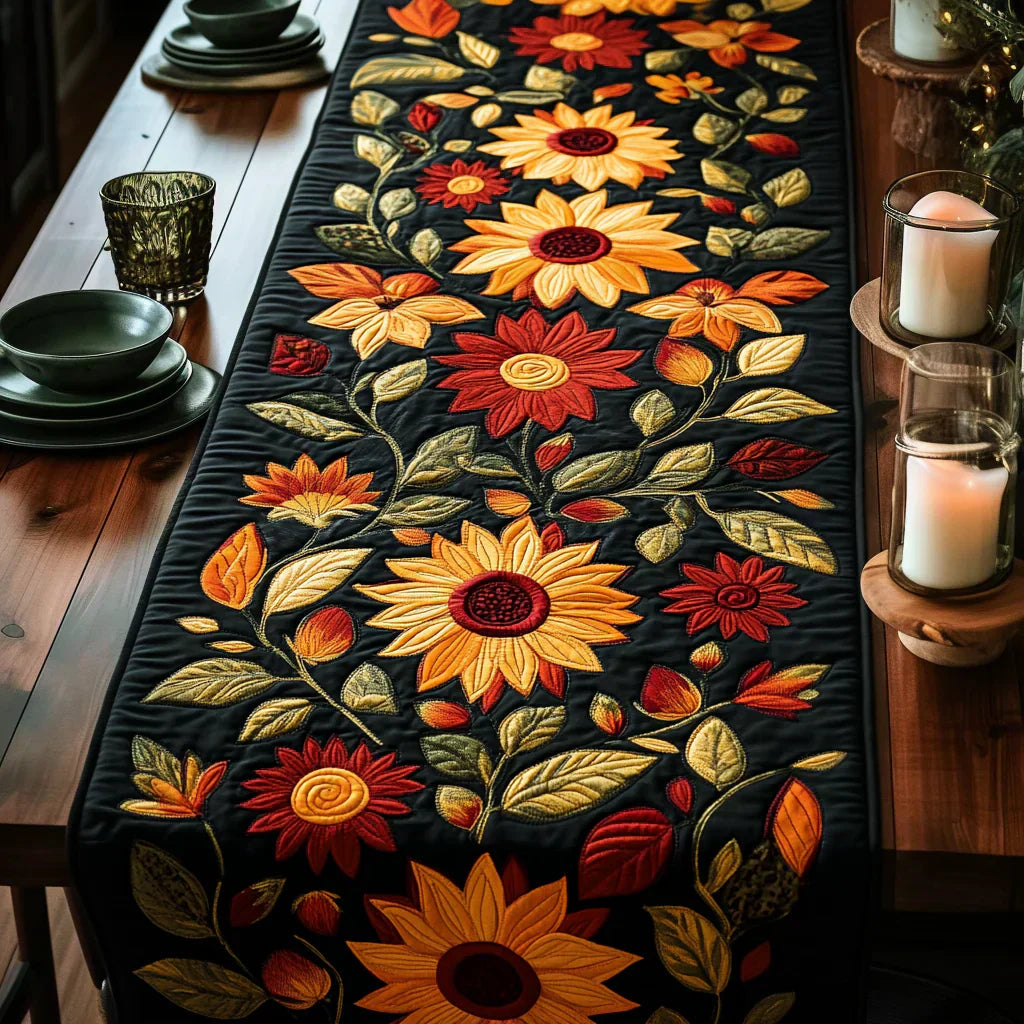 Gepatchter Tischläufer - Herbstsonnenblumen – Bild 1