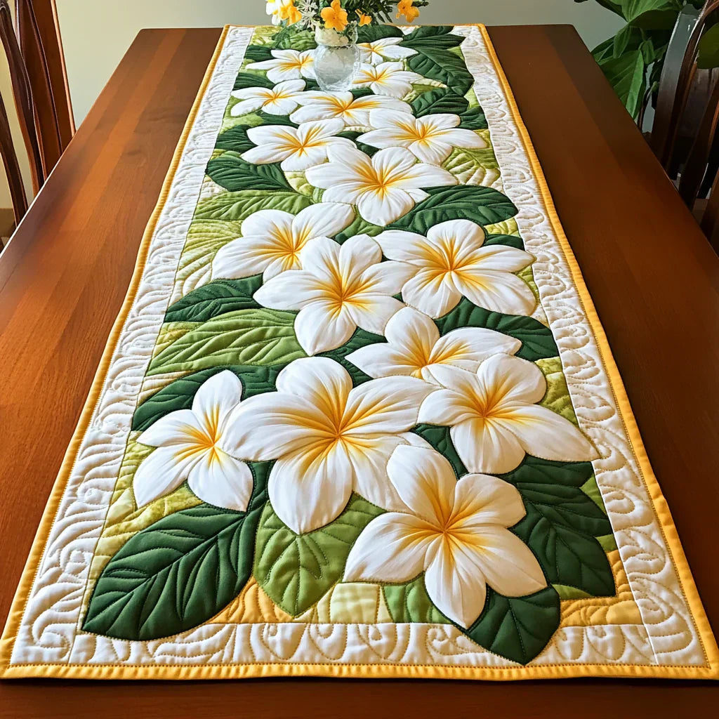 Gestepptes Tischläufer - Frangipani-Blumen – Bild 1