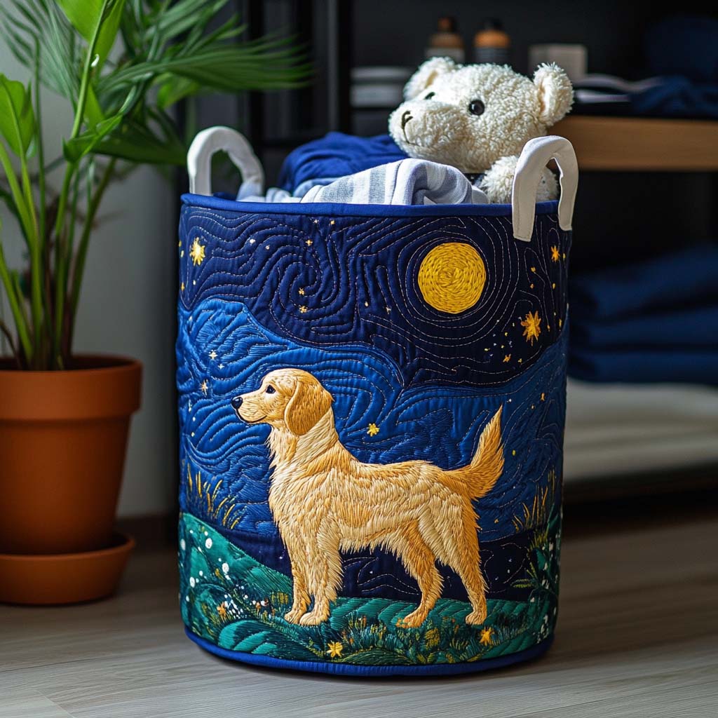 Goldener Hund Charm | Handgemachter Wäschekorb – Bild 1