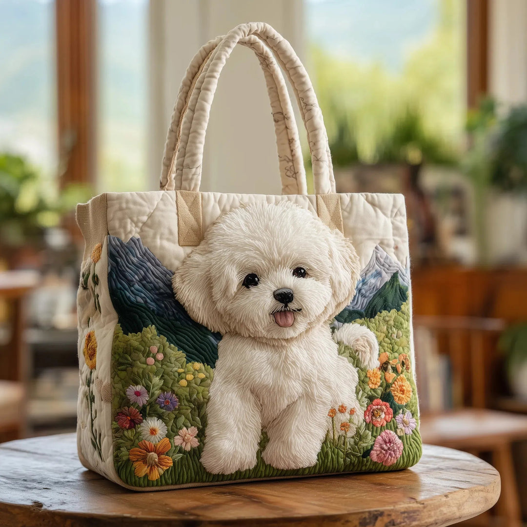 Handgefertigte Quilt-Tasche mit Hundemotiv – Bild 1
