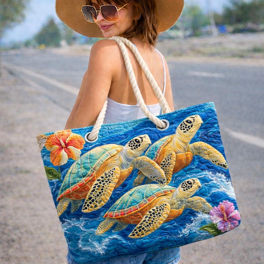 Handgefertigte Strandtasche | Meeresschildkröte II – Bild 1