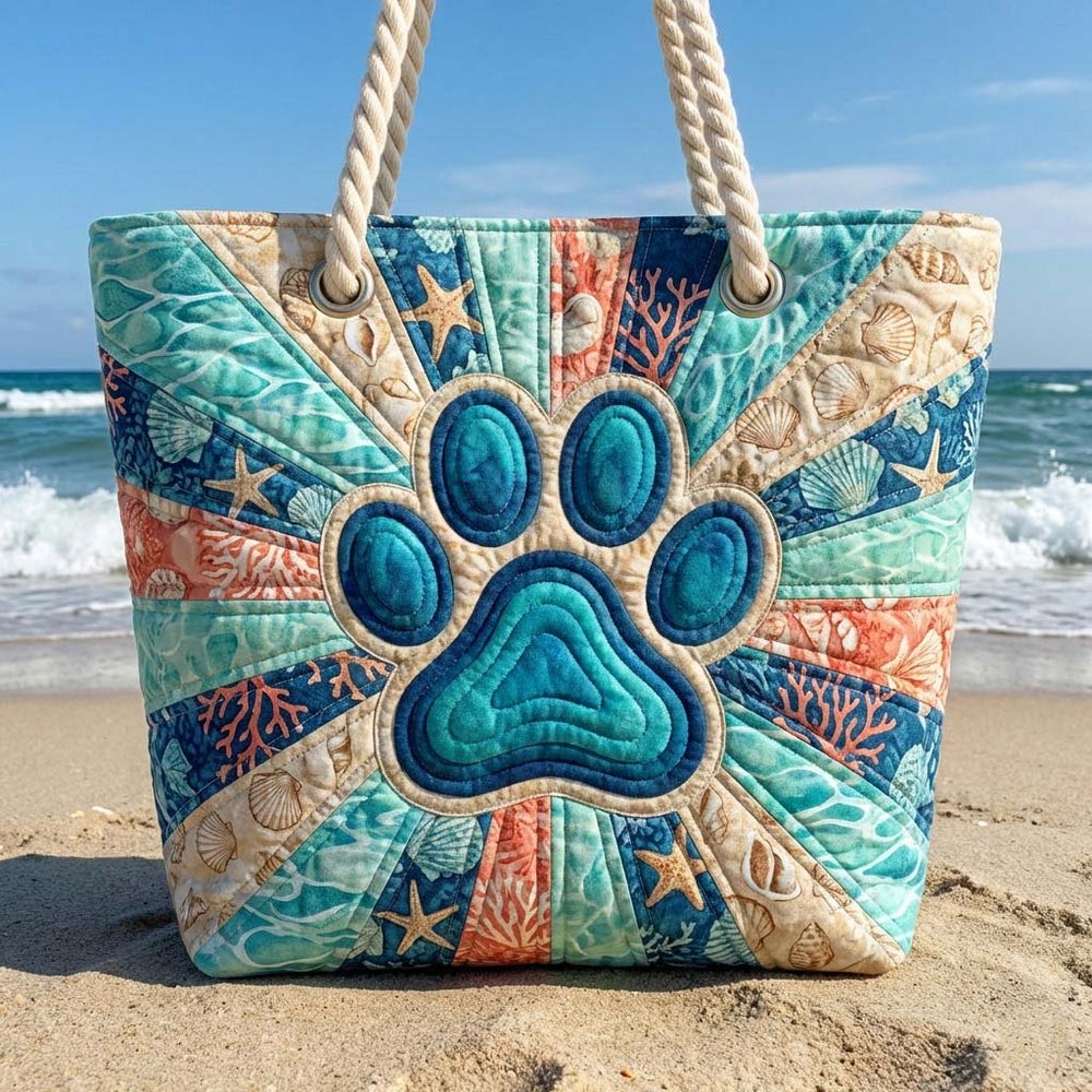 Handgefertigte Strandtasche | Pfotenabdruck – Bild 2
