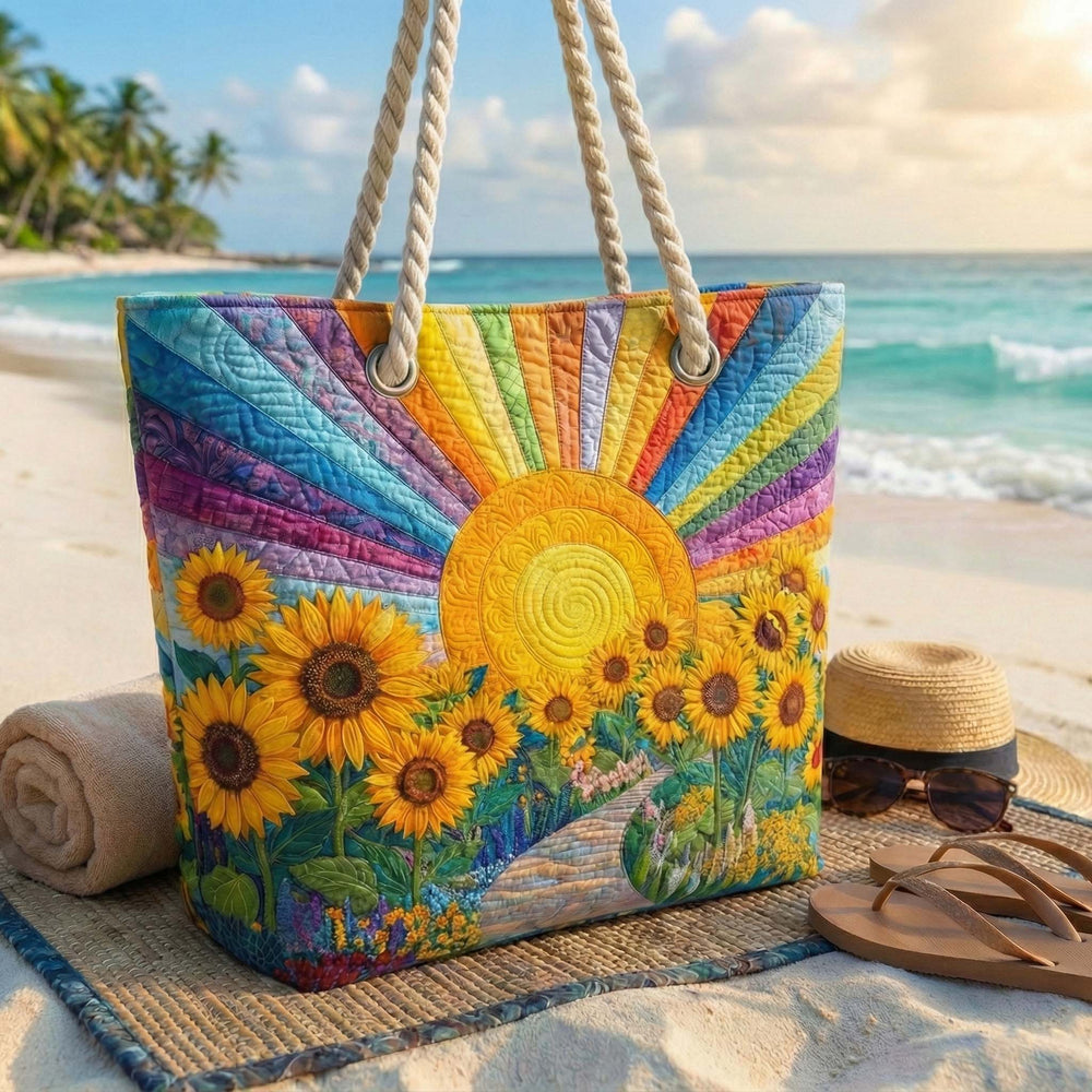 Handgefertigte Strandtasche | Regenbogen Sonne – Bild 2