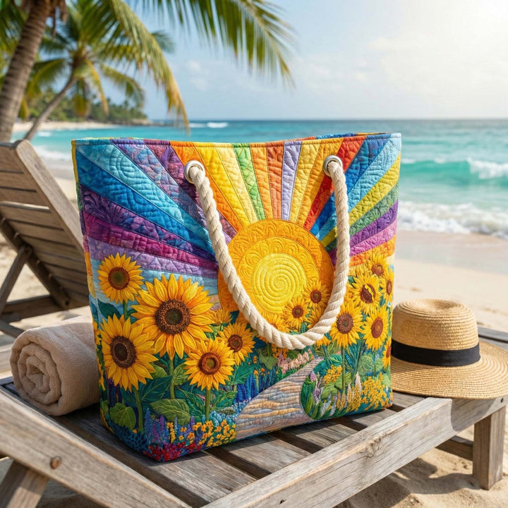 Handgefertigte Strandtasche | Regenbogen Sonne – Bild 3