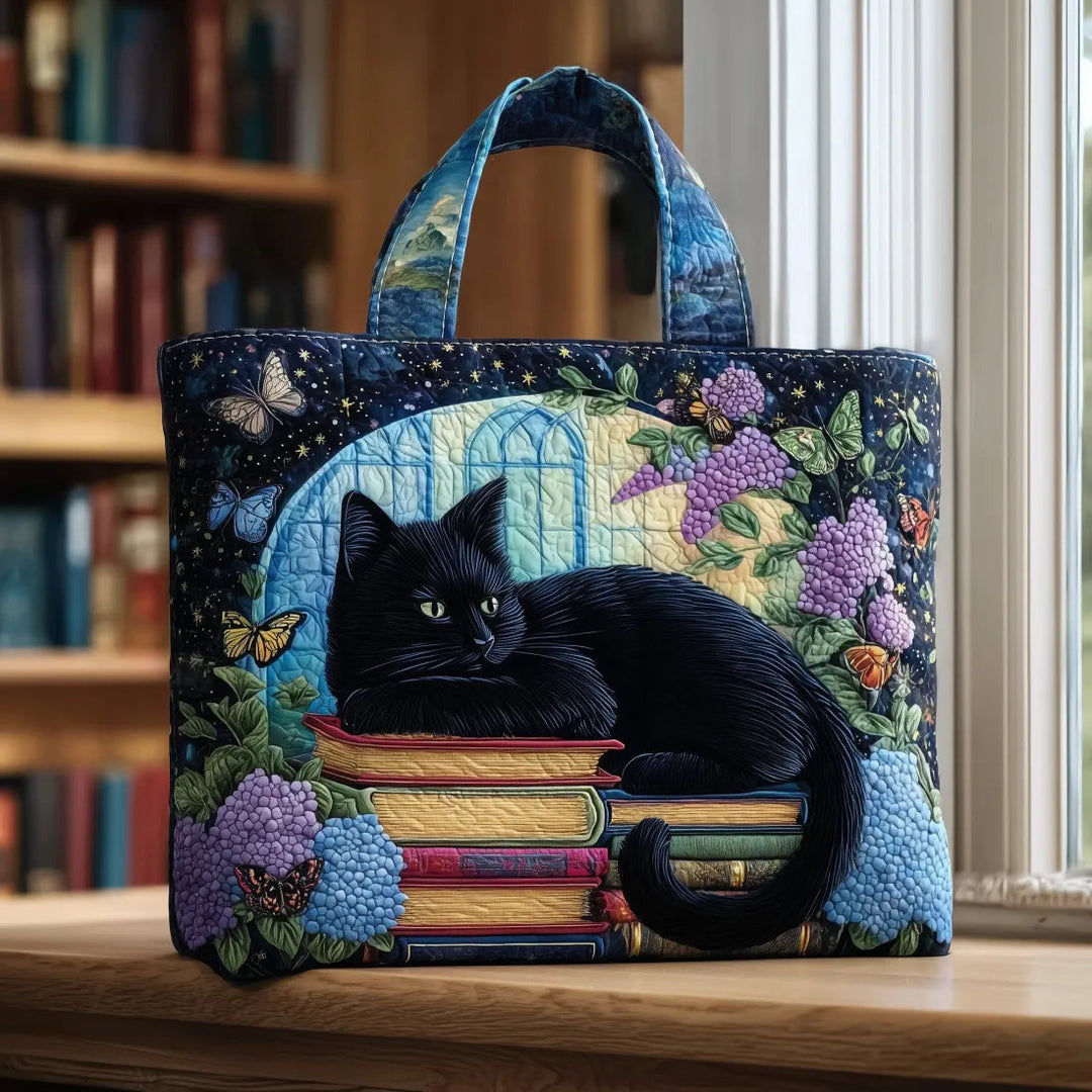 Handgemachte Chat Noir Tasche auf Büchern – Bild 1