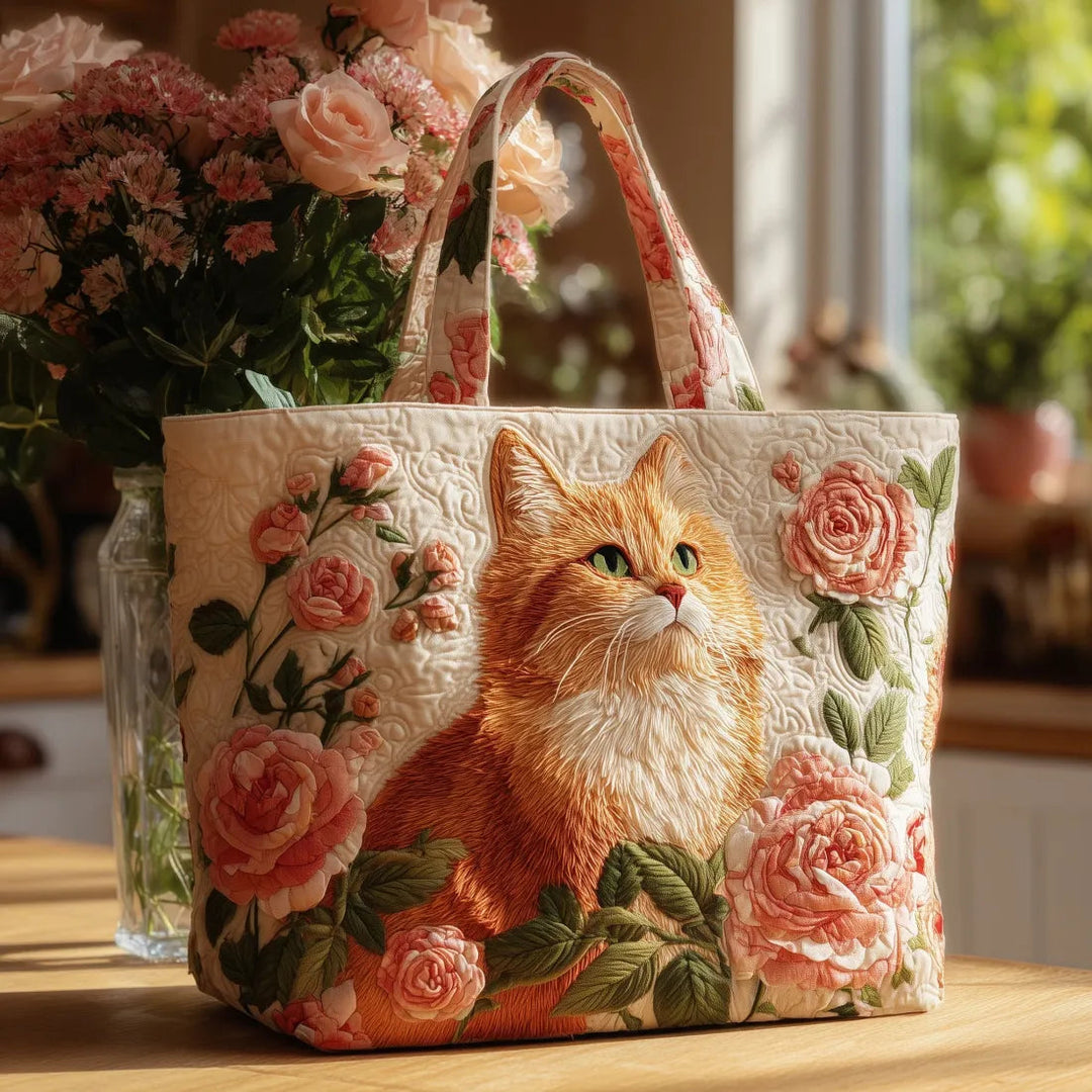 Handgemachte Rote Katzen Tasche mit Rosen – Bild 1