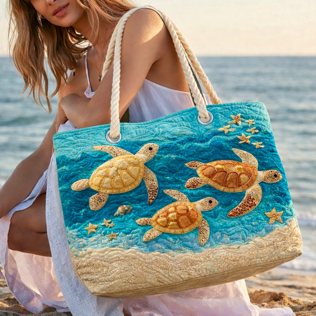 Handgemachte Strandtasche | Goldene Schildkrötenküste – Bild 1