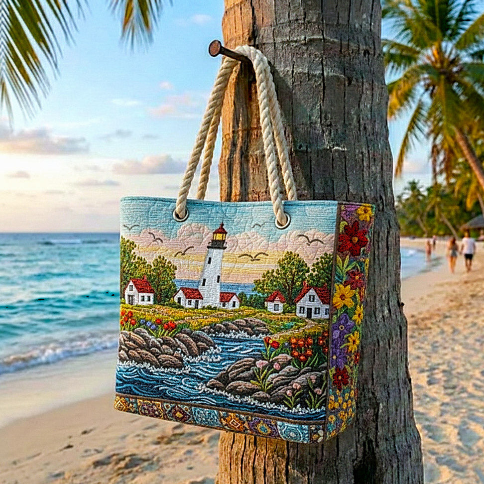 Handgemachte Strandtasche | Leuchtturm Glanz – Bild 1