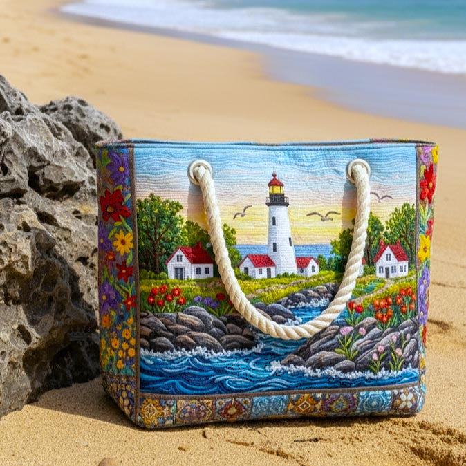 Handgemachte Strandtasche | Leuchtturm Glanz – Bild 2