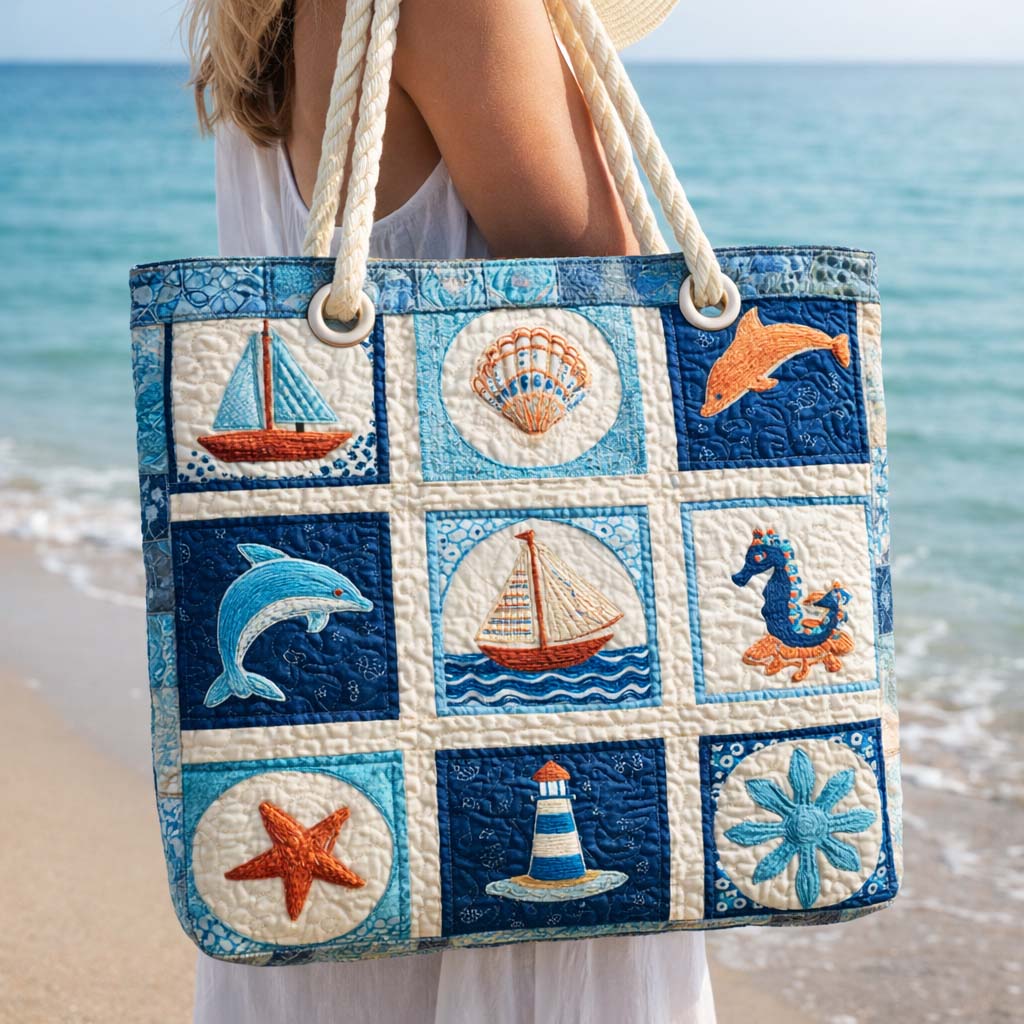 Handgemachte Strandtasche | Meereslebewesen – Bild 1