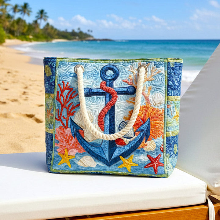 Handgemachte Strandtasche | Nautischer Anker – Bild 2
