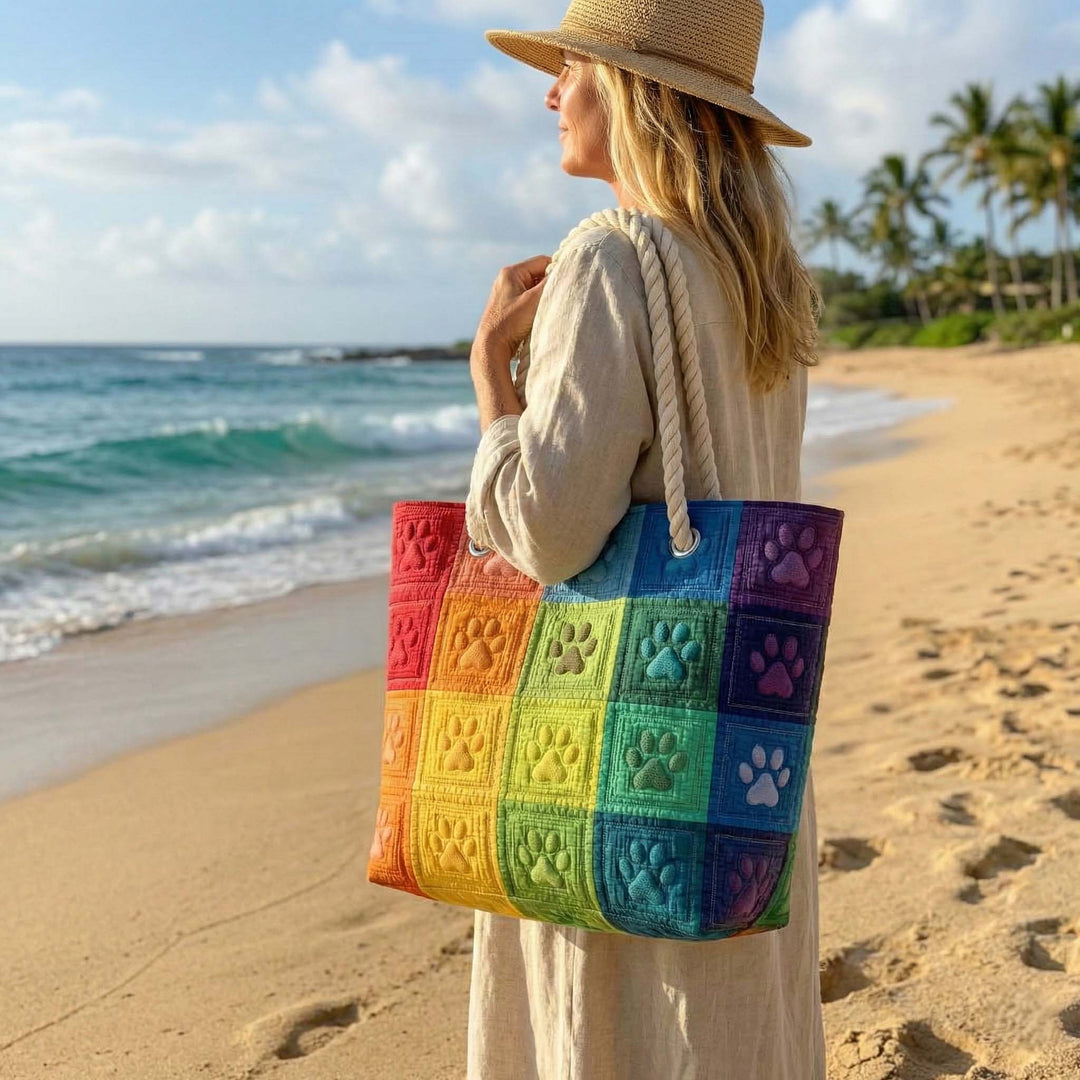 Handgemachte Strandtasche | Pfotenabdruck-Patch – Bild 1
