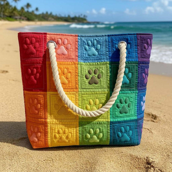 Handgemachte Strandtasche | Pfotenabdruck-Patch – Bild 2