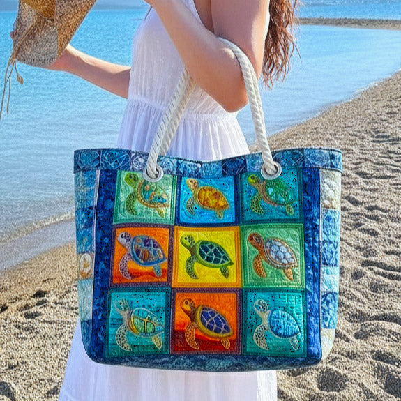 Handgemachte Strandtasche | Ruhige Schildkröte – Bild 1