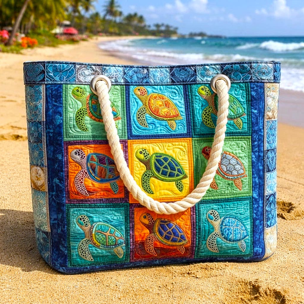 Handgemachte Strandtasche | Ruhige Schildkröte – Bild 2