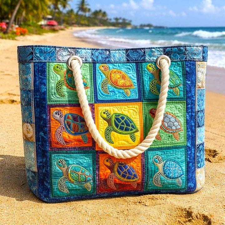 Handgemachte Strandtasche | Ruhige Schildkröte – Bild 2
