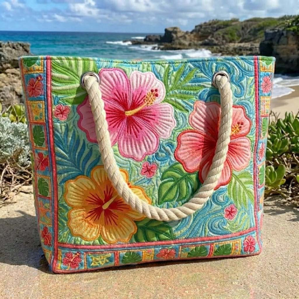 Handgemachte Strandtasche | Tropische Blume – Bild 2