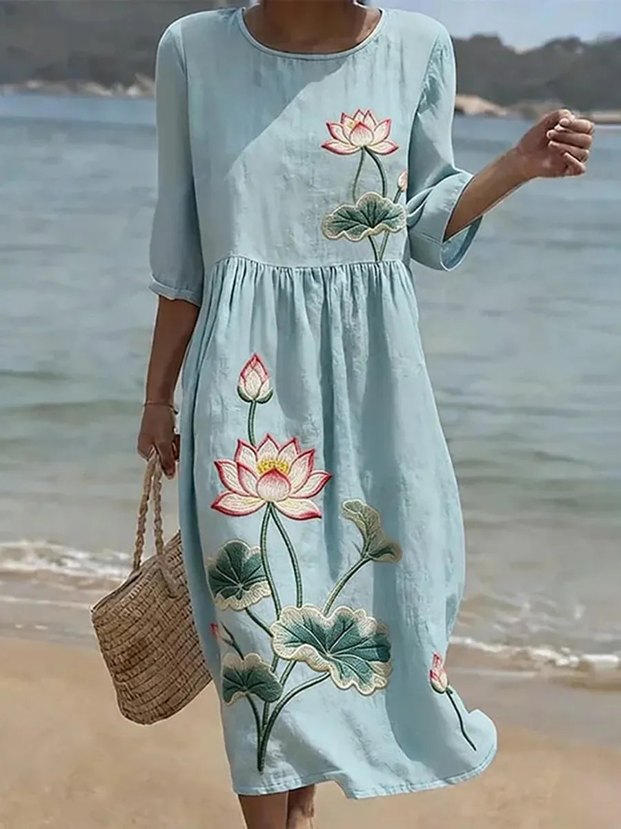 Elisa – Blaues Kleid mit Blumenmuster – Bild 1