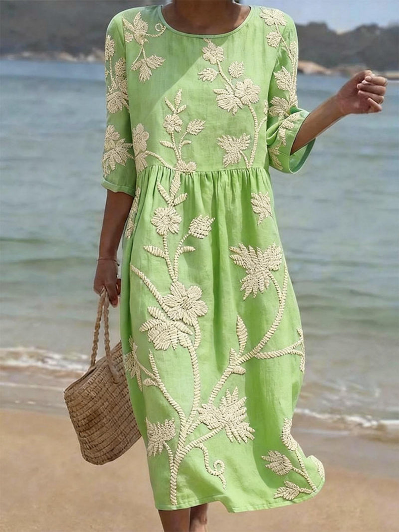 Sophie – Grünes Strandkleid mit Blumenmuster – Bild 1