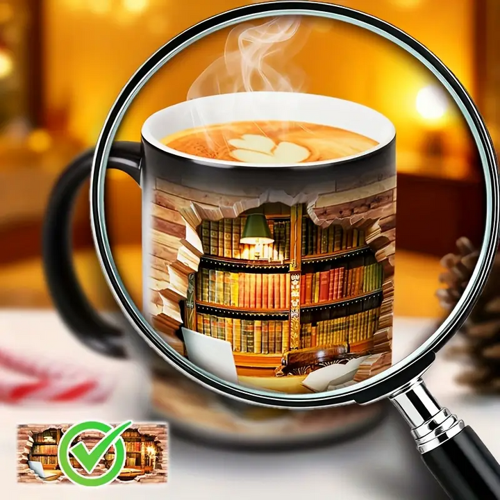 Keramiktasse mit magischem Bücherregal und Temperatureffekt – Bild 4