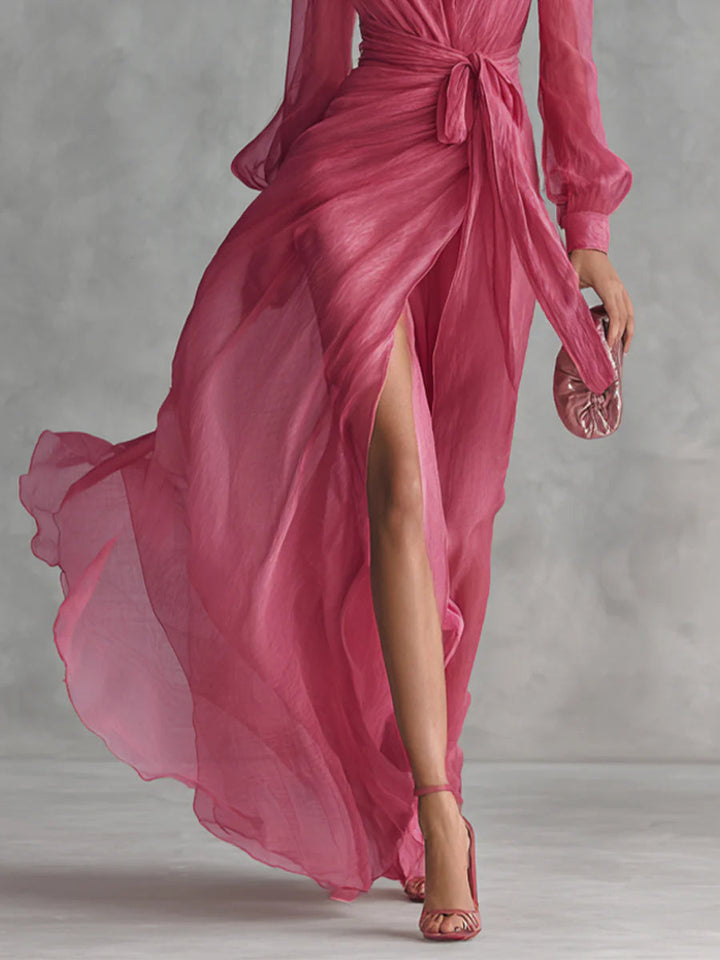 Lea – Langes Kleid mit Bindetaille – Bild 3