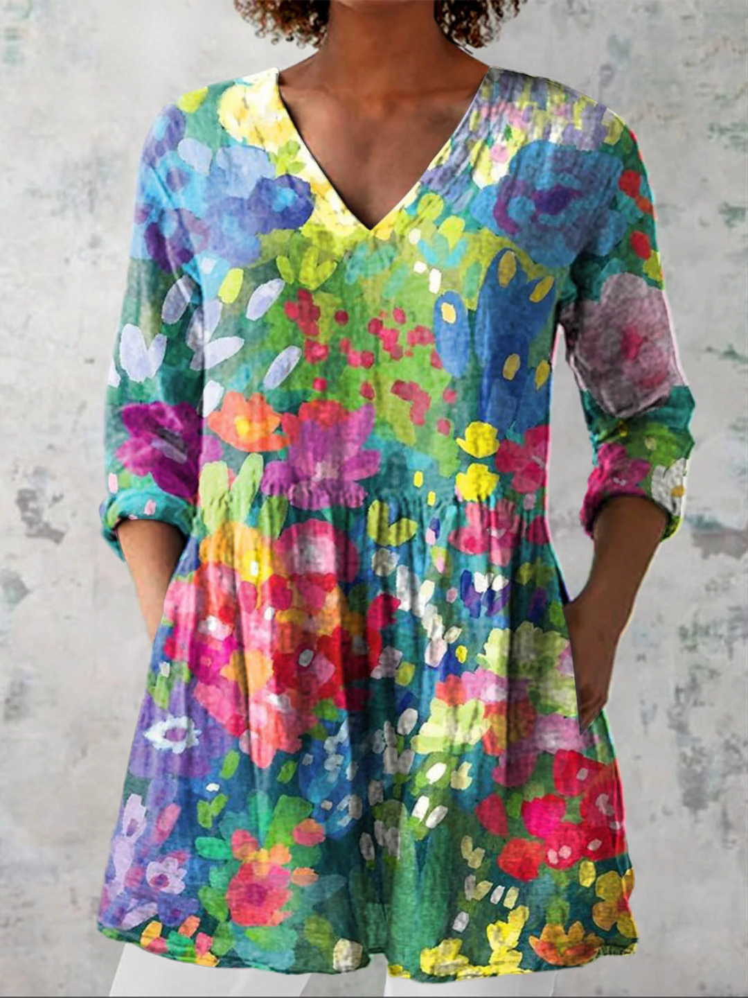Madeleine – Lange Bluse mit Dessin – Bild 1