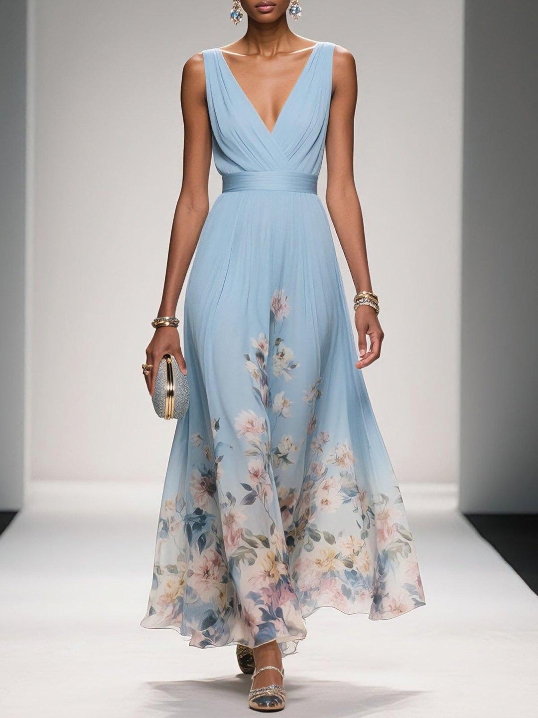 Paula – Verspieltes Maxikleid mit V-Ausschnitt – Bild 1