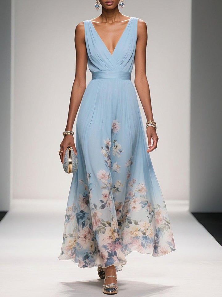Paula – Verspieltes Maxikleid mit V-Ausschnitt – Bild 1