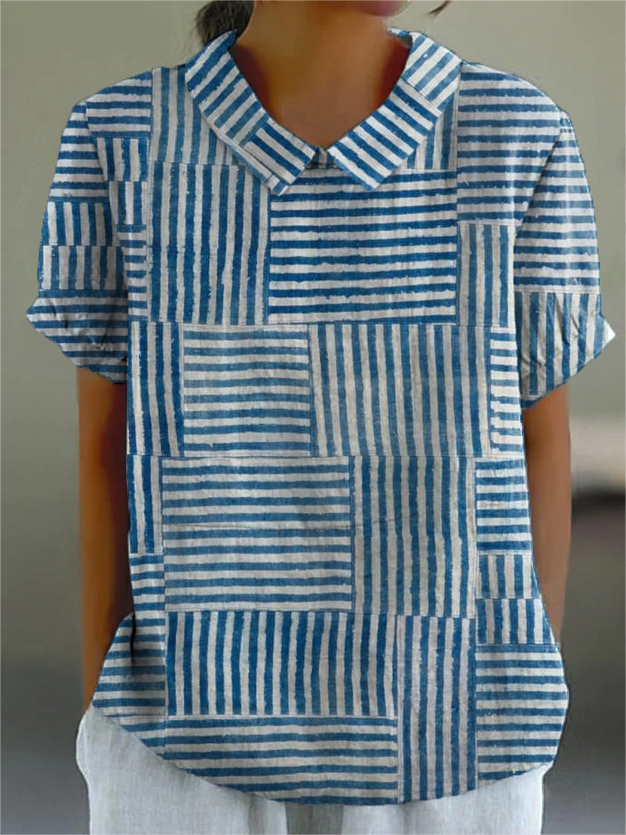 Rike – Patchwork-Bluse mit Streifen – Bild 1