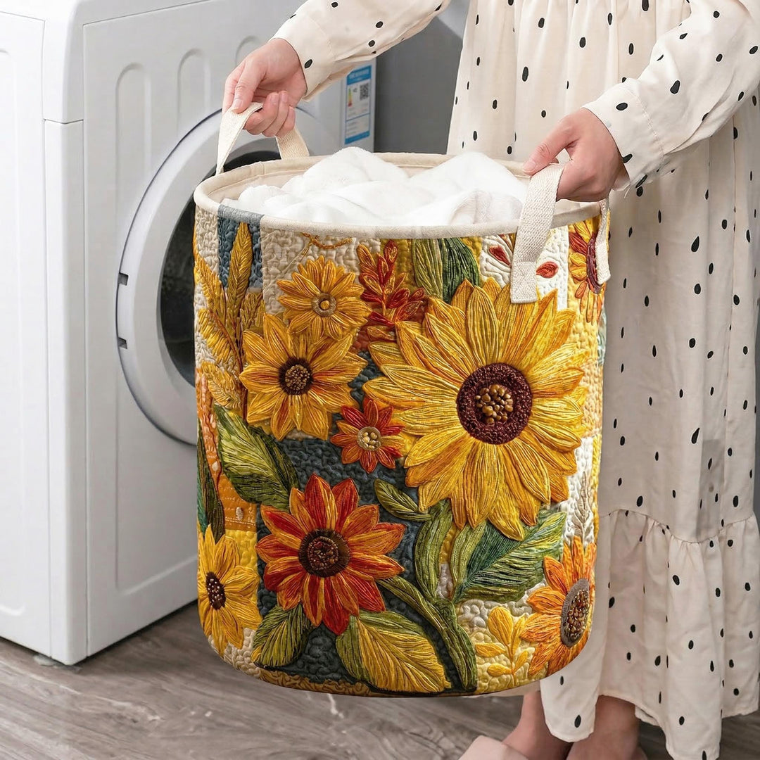 Sonnenblumen-Traum | Gesteppten Wäschekorb – Bild 2