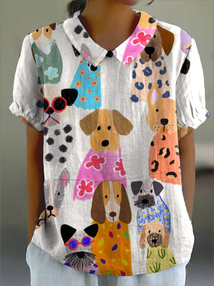 Valeska – Bluse mit Hundeprint – Bild 1