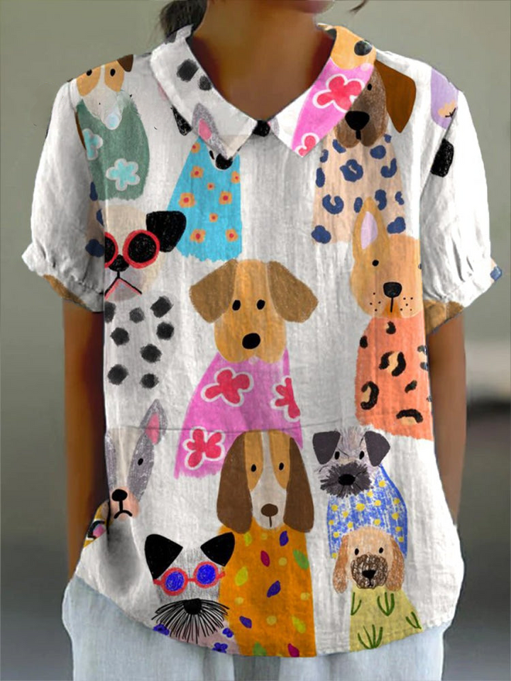 Valeska – Bluse mit Hundeprint – Bild 1