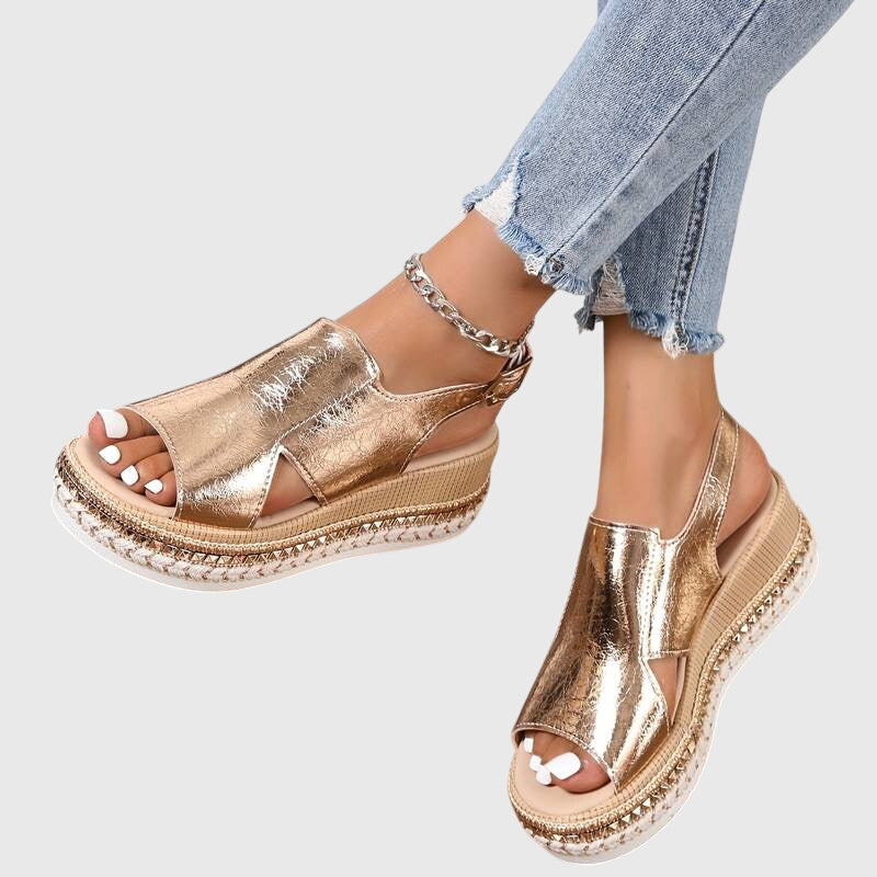 Veronica – Komfortsandalen in Gold und Silber – Bild 3